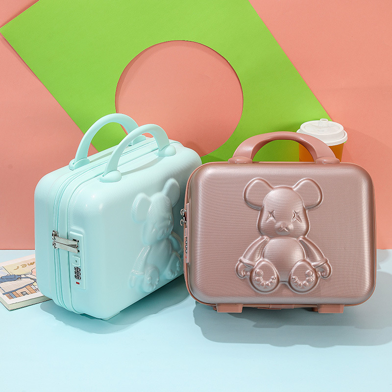 Luggage Cosmetic Case Small Box 14inch with Lock Password Box Lightweight Storage Bag Women's Travel Case Portable Small