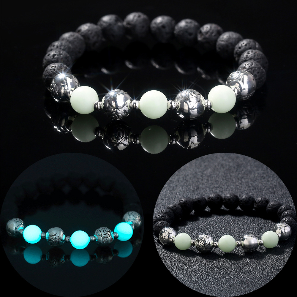Bracelet de perles lotus phosphorescent brillant dans le noir_voghion.com