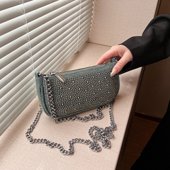 高級質感鏈條腋下包包女包2024新款潮韓版時尚洋氣亮鑽單肩斜挎包