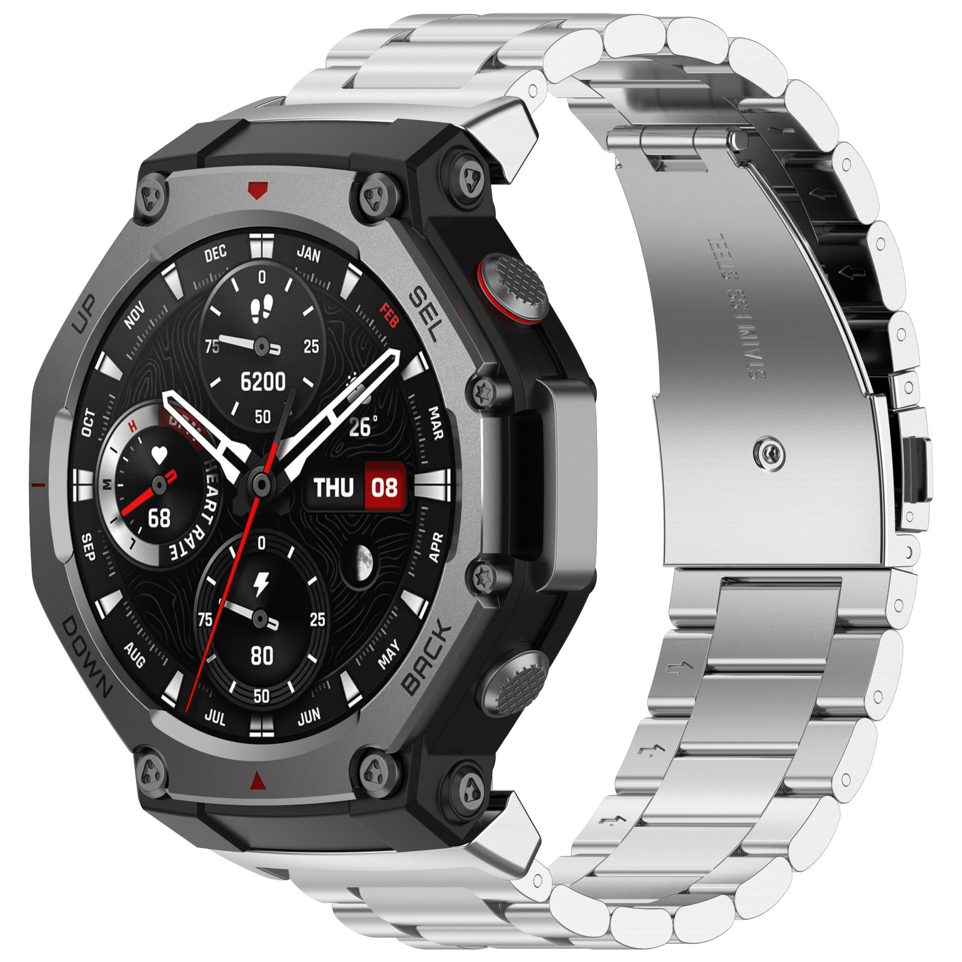 Suitable for Huami Amazfit T-REX3 stainless steel watch strap Huami t-rex3 metal watch strap 5