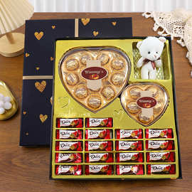 创意德芙果仁夹心巧克力礼盒520情人节糖果装玫瑰花浪漫过节批发