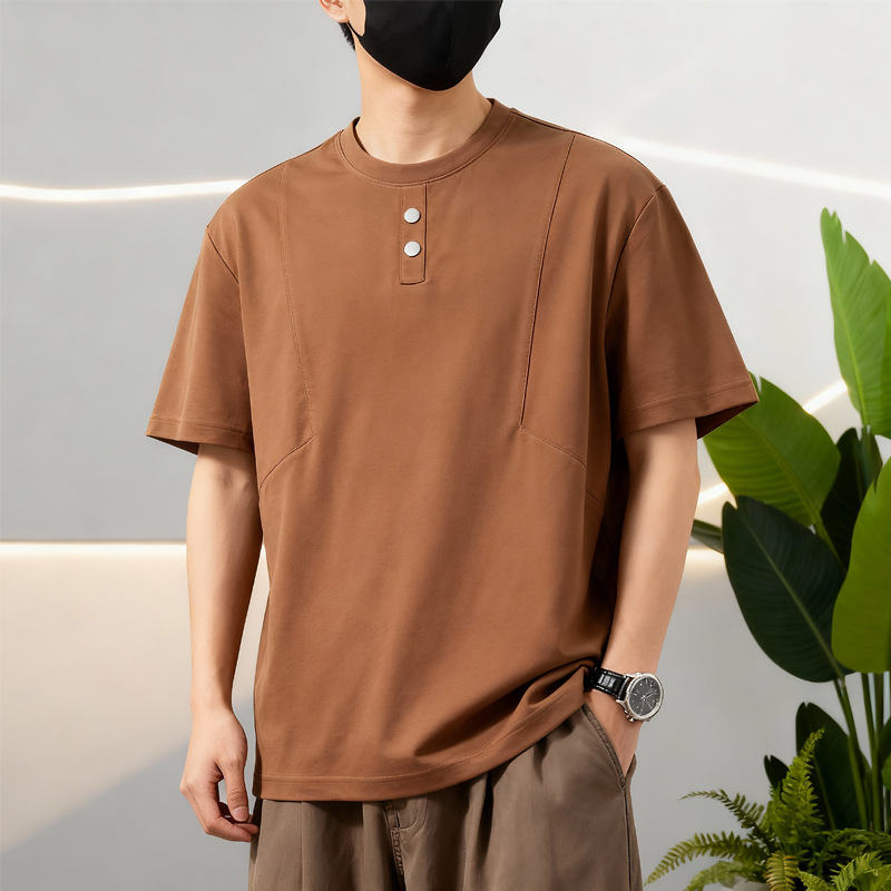 Transfronterizo hombre camiseta de cuello redondo de manga corta verano 2026 delgada camiseta de moda suelta hombre camiseta de cuello redondo de media manga image 9