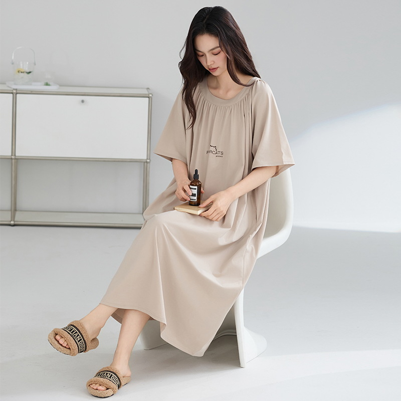 Camisón mujeres verano algodón puro 2025 nuevo estilo de manga corta pijamas delgados falda mujeres embarazadas ropa de hogar suelta de talla grande