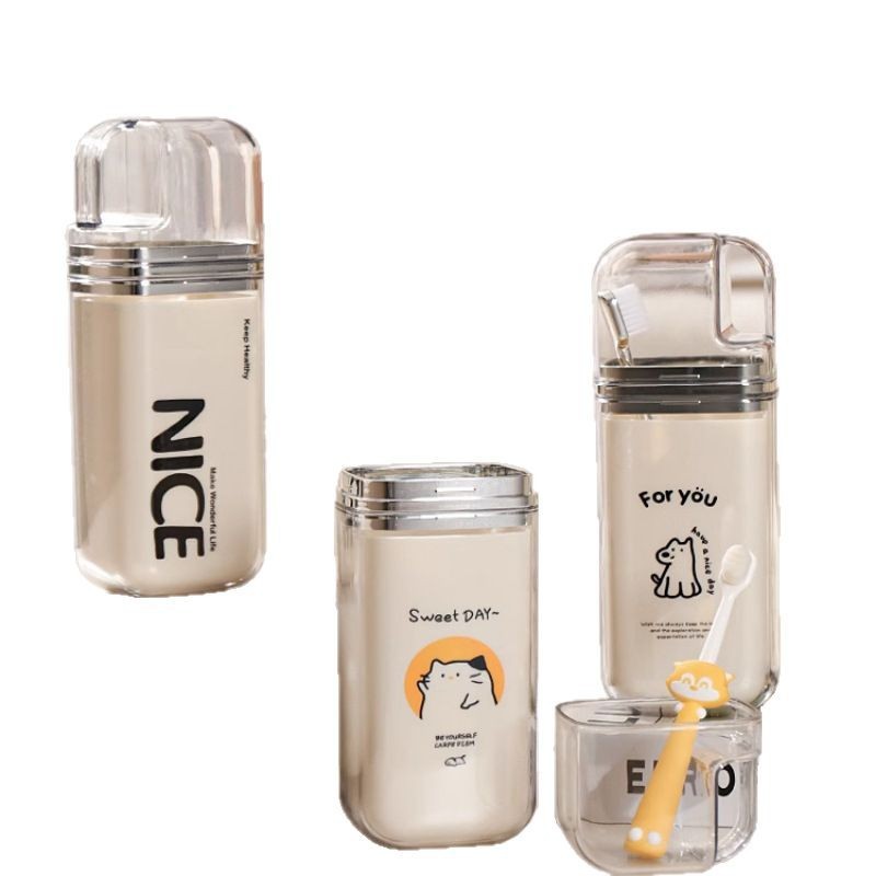 Taza de enjuague portátil de viaje, taza de lavado de alto valor facial, conjunto de cepillo de dientes doméstico 3 en 1 caja de pasta de dientes, taza de cepillo de dientes