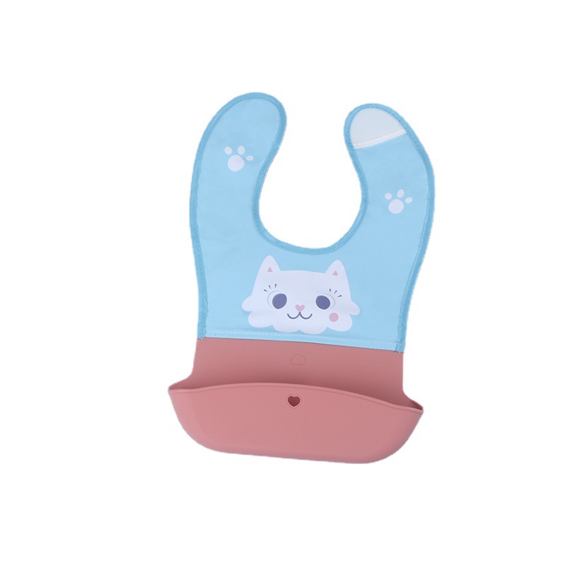 源头工厂定制食品级宝宝口水兜立体拼接硅胶围兜学辅食围嘴饭兜