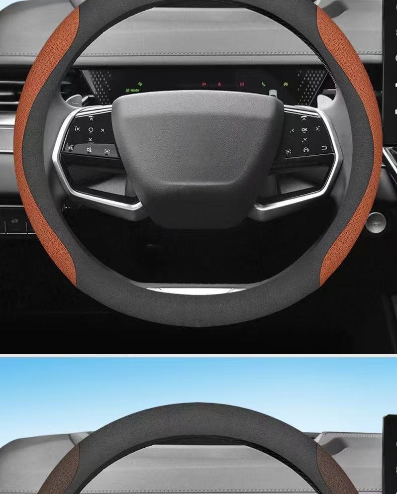Car Steering Wheel Cover for Men and Women, Universal for All Seasons, New Breathable, Non-Slip, Sweat-Absorbent Round D-Shaped High-End Ultra-Thin Handle Cover