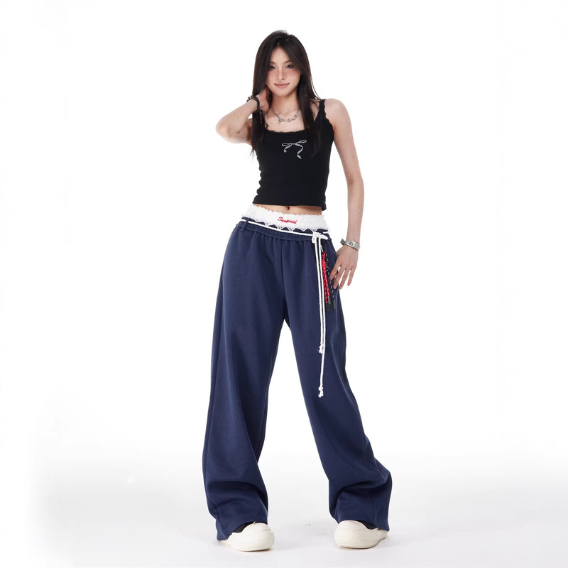 American-Style Hip-Hop Sweatpants for Men and Women, Trendy Street Dance Pants with Unique Design, Drawstring Straight-Leg Jazz Dance Casual Pants