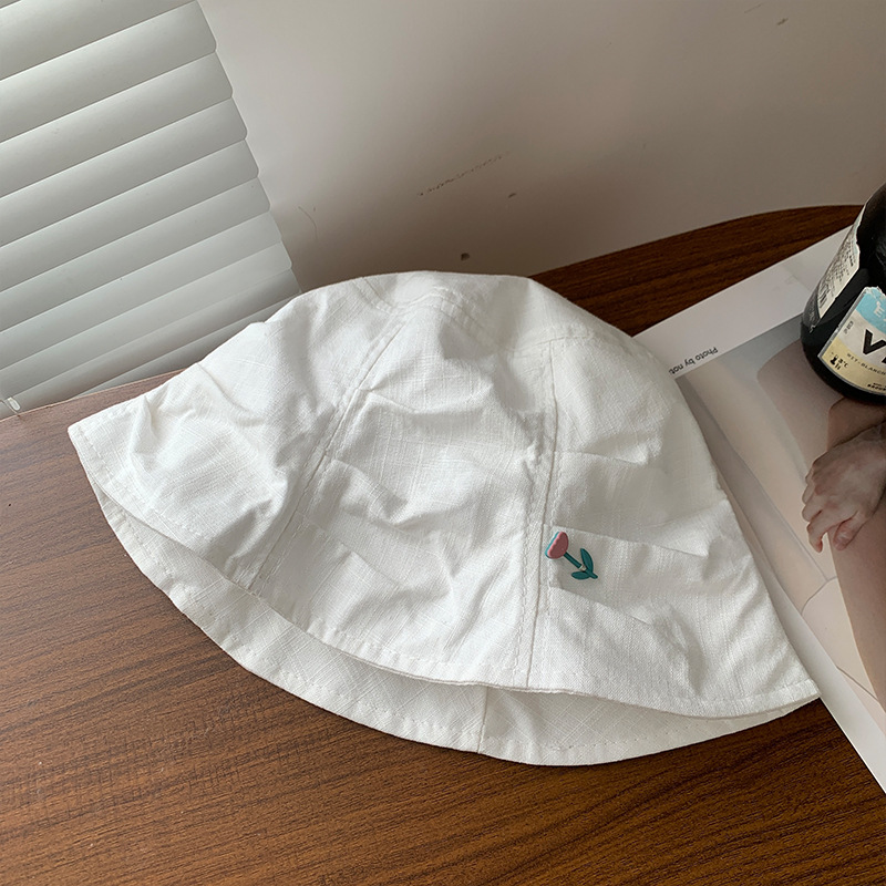 Sombrero de pescador plisado de flores para mujeres primavera y verano estilo japonés circunferencia de la cabeza grande sombrero de cubo a prueba de sol sombrero pequeño de aspecto facial