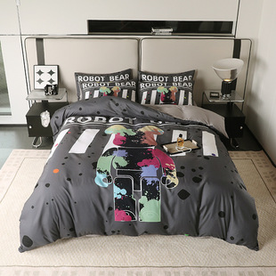 High-end Digital Printing Four-piece Four-season Cotton Cartoon Animation Student Bedding Household Bed Sheet