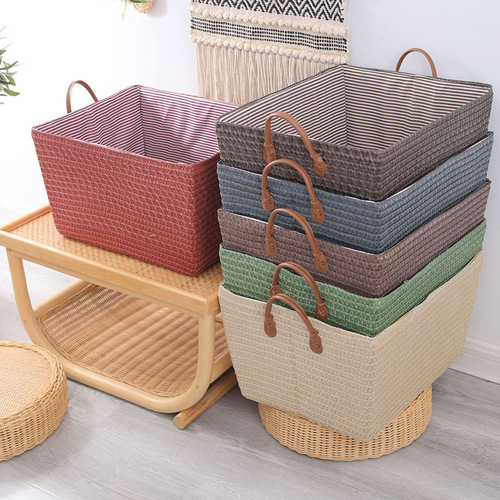 Nordic simple snack woven folding storage basket sundry toys with handle hanger storage basket dirty clothes basket storage