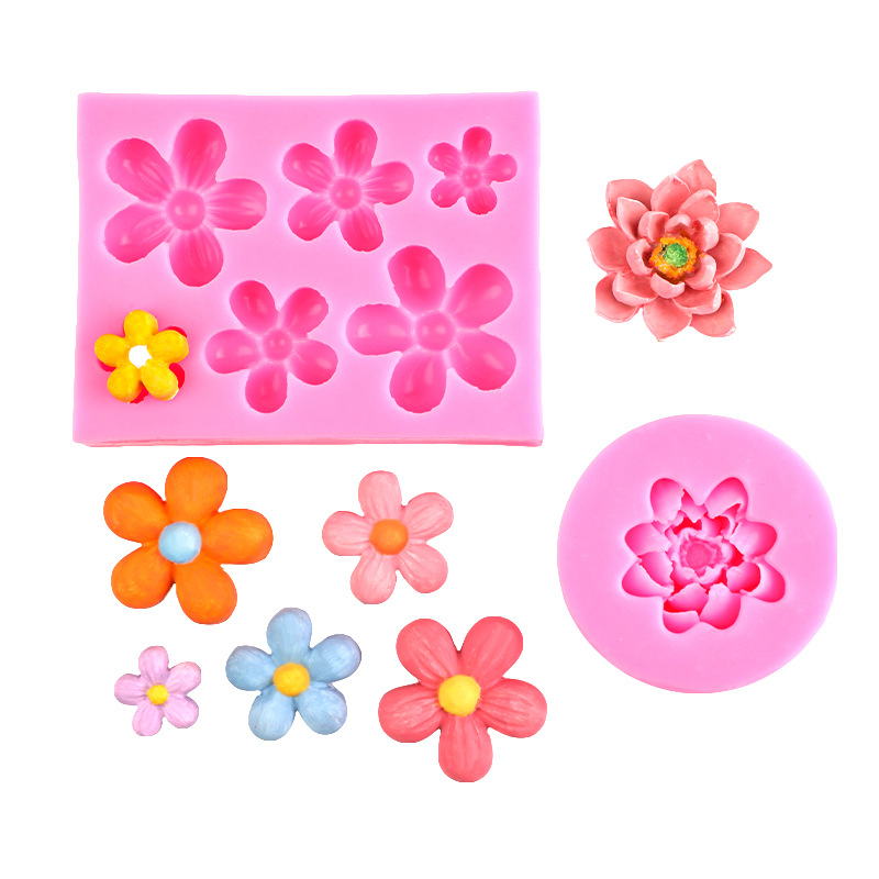 Die hecho a mano flor de loto molde de silicona fondant chocolate decoración de pastel pudín yeso epoxi molde de silicona