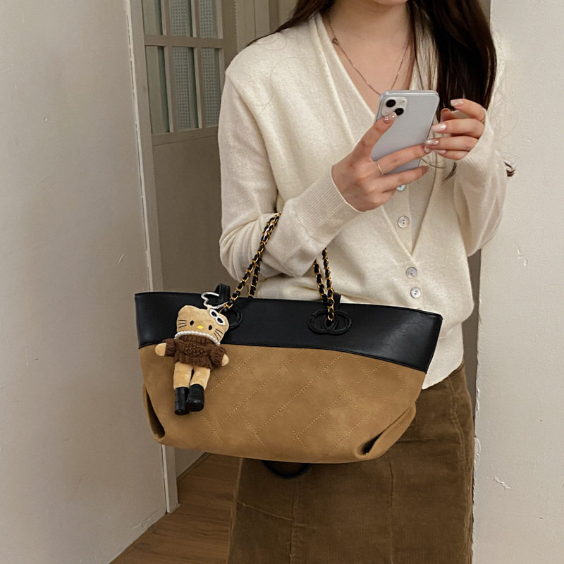 Túi tote nữ da PU cao cấp thiết kế tối giản dáng shopping bag dung lượng lớn đi làm — Màu vàng nâu không có mặt dây chuyền, Màu xanh lá cây không có mặt dây chuyền, Màu xám không có mặt dây chuyền, kaki không có mặt dây chuyền chi tiết 23