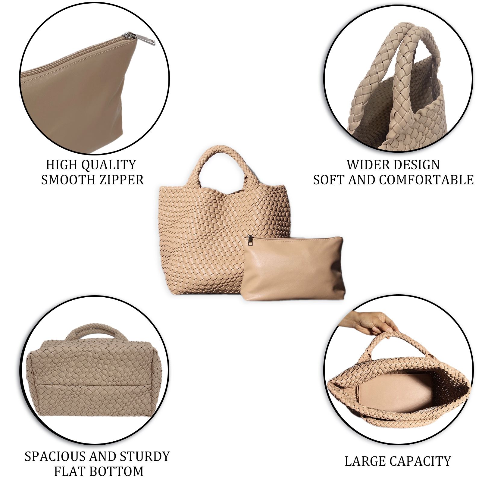 Modische Pu-leder Schultertasche Geflochtene Damentasche Groß_voghion.com