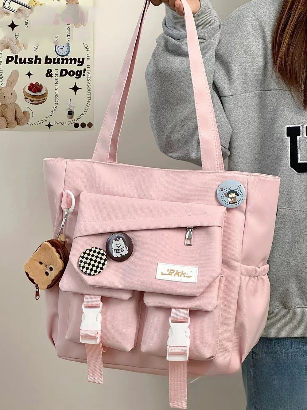 Japanese-style simple and versatile single-shoulder bag, soft girl handbag, student large-capacity tote bag for class commuting, girls undefined