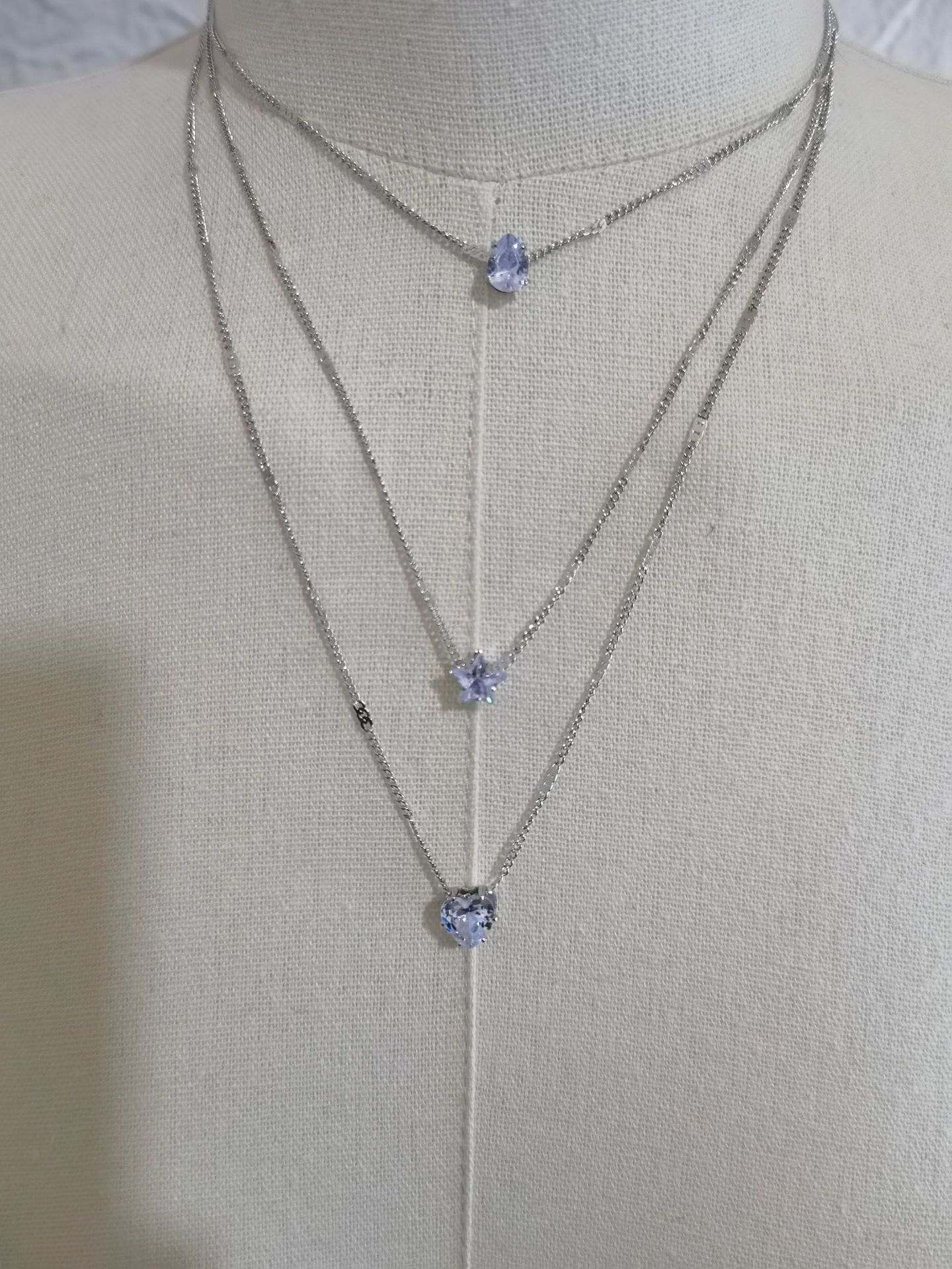 Star, Water Droplets, Heart Shape Pattern Women'S Gender Plating, Inlay Design Casual Simple Style Star Water Droplets Heart Shape Alloy Plating Inlay Rhinestones Women's Layered Necklaces