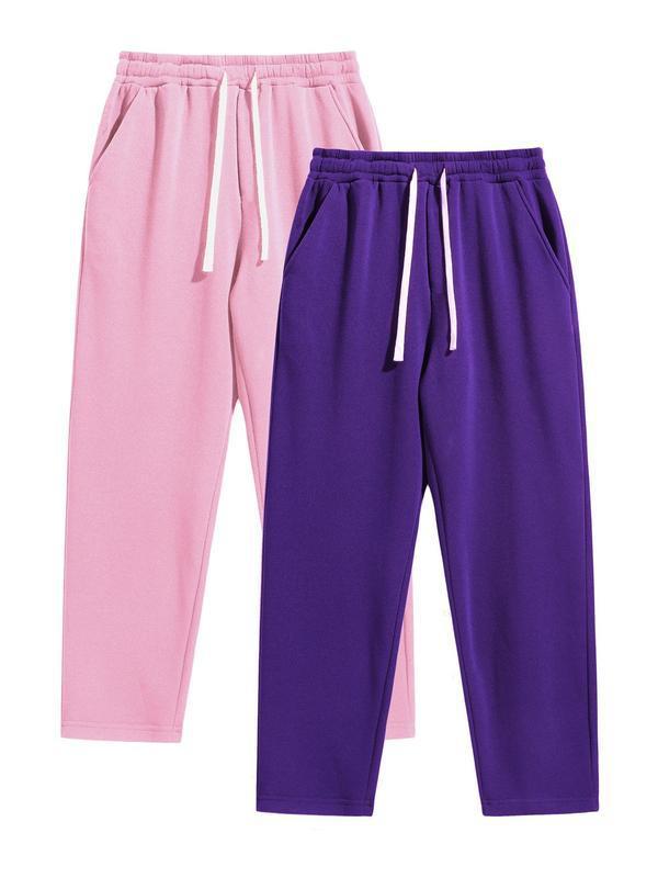 Men's Solid Thermal Lined Drawstring Waist Pants Casual|undefined