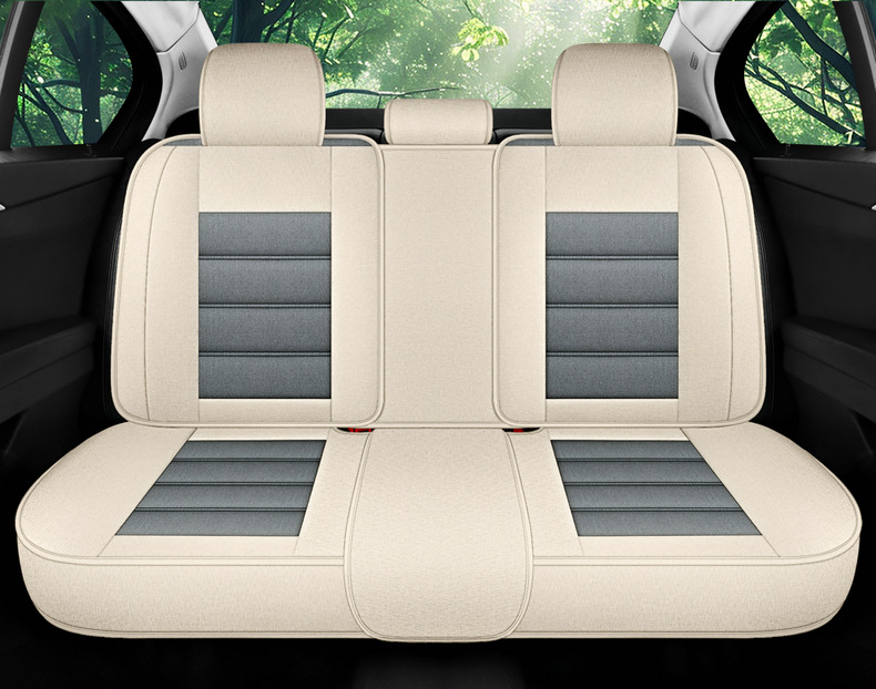 New Car Seat Cushion for All Seasons, Cartoon Fully Surrounded Linen Fabric Seat Cover, Source Factory Foreign Trade Wholesale