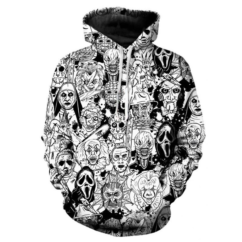 Cross-Border E-Commerce Heat Transfer 3D Halloween Horror Movie Killer Series Sweatshirt Cosplay Hoodie Men's Clothing Cross-Border E-Commerce Heat Transfer 3D Halloween Horror Movie Killer Series Sweatshirt Cosplay Hoodie Men's Clothing