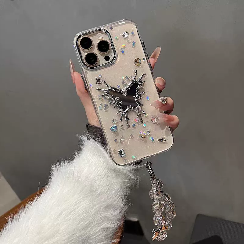 Чехол-зеркало для Apple, совместим с iPhone 16, с эффектом бабочки