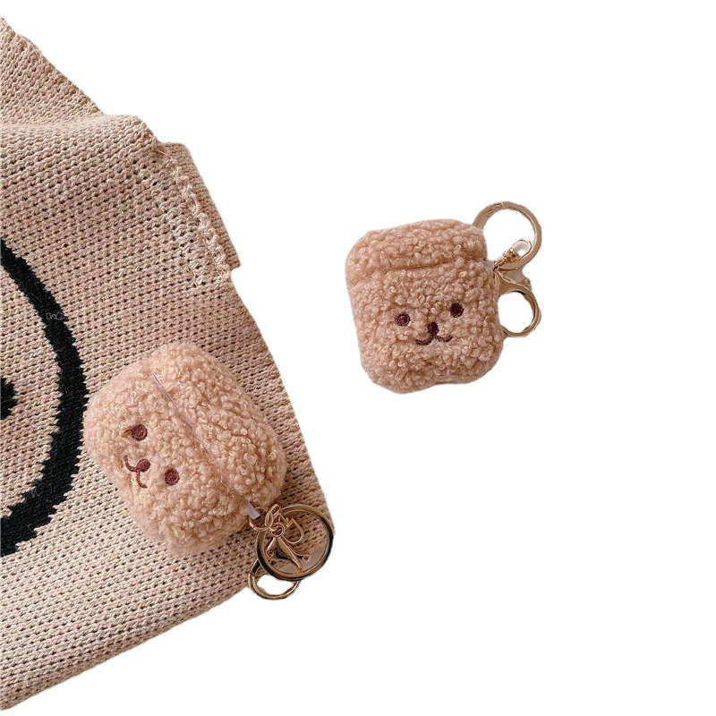 Apple, compatible headphones, protective case with key, keychain, with little bears