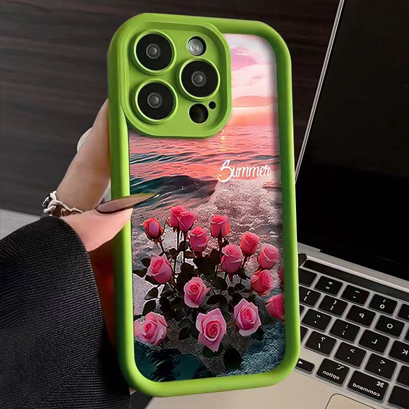 Funda para Teléfono Sunset Rose Compatible con Apple 17 Promax, Estilo Japonés y Coreano, iPhone 16/15/14, Estilo Europeo y Americano 13