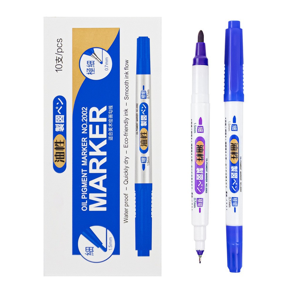 Pluma de marcado pintura aceitosa Pluma de gancho pluma de marcado negro no borrable Pluma de gancho de doble cabeza transfronteriza Amazon