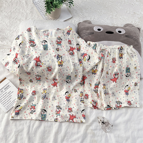 Pajama set wholesale cloud cotton pajamas for women summer short-sleeved short pants set plus size floral thin home wear can be worn outside
