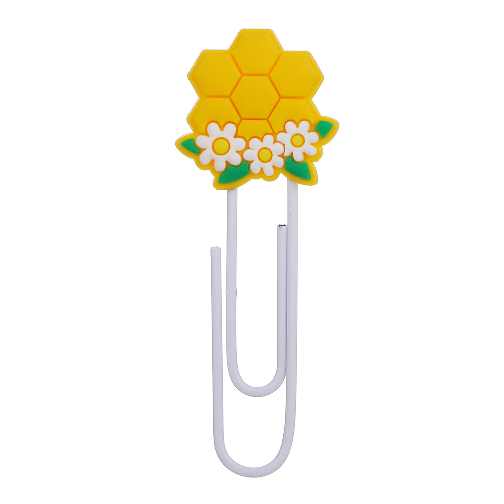 Cute Bee Cartoon Sun Flower Pvc Soft Glue Epoxy Clip Bookmark display picture 3