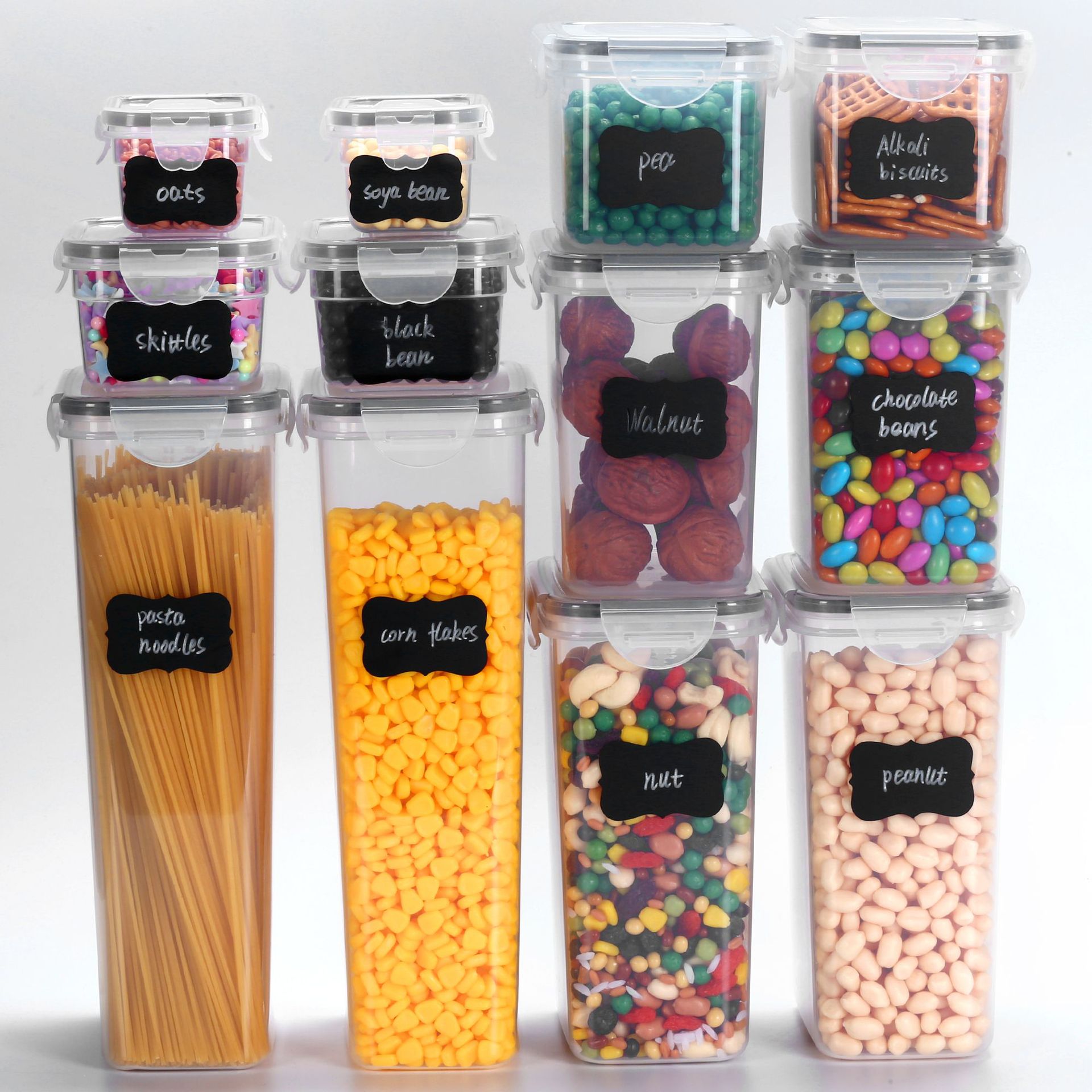 piece Sealed Set Kitchen Crisper Food Grade PP Box Grains Transparent Plastic Storage Jar_voghion.com