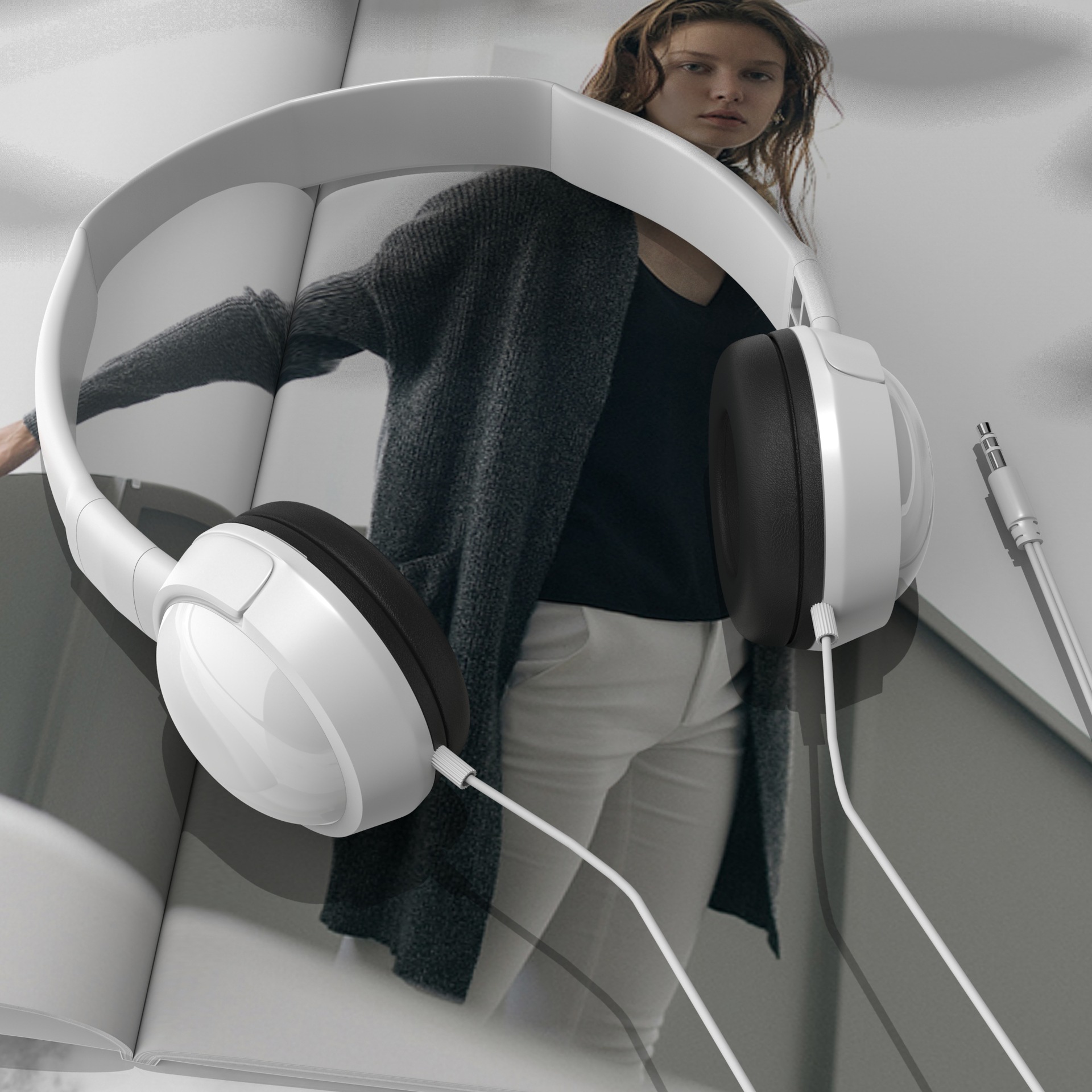 耳機頭戴式旋轉可拉伸降噪運動音樂有線耳機手機通用外貿禮品批發