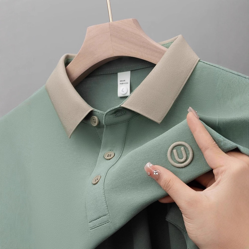 Polo Men's Short-Sleeve Casual Light Luxury Business Summer New Turn-Down Collar Embroidered Top Half-Sleeve Dad Fashion Trendy