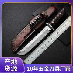 出口跨境电商厂家现货龙骨高硬度直刀户外野营求生防身礼品水果刀