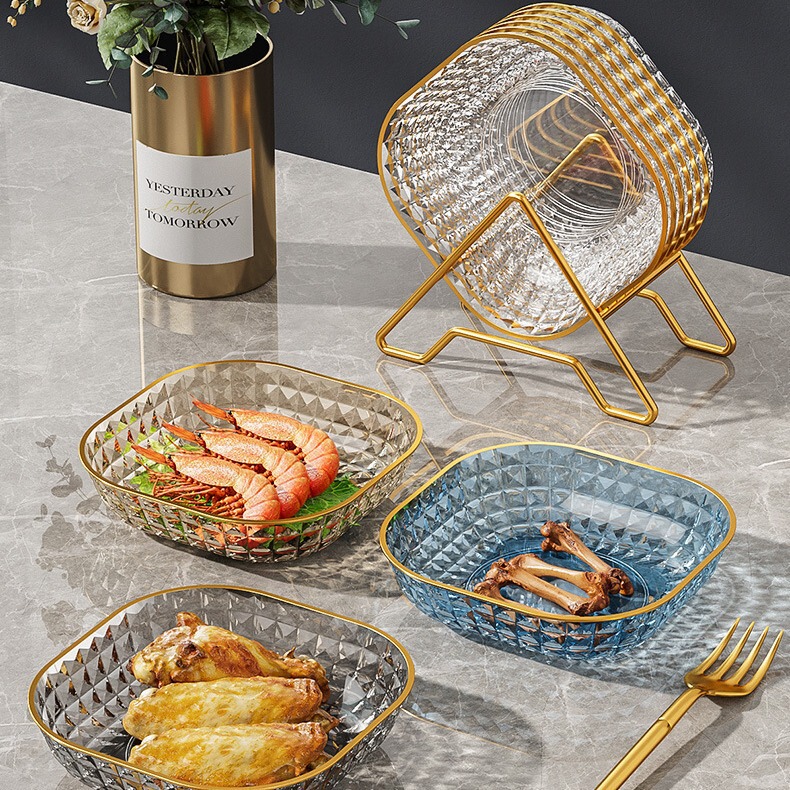 Household Transparent Bone Spitting Dish Bracket suit Plastic Phnom Penh Light Luxury Easy to Clean Bone Spitting Dish Multi-use Dish for Living Room Household Transparent Bone Spitting Dish Bracket suit Plastic Phnom Penh Light Luxury Easy to Clean Bone Spitting Dish Multi-use Dish for Living Room