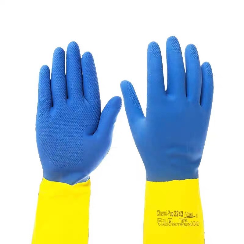 安思尔2243氯丁橡胶劳保防化手套耐酸碱化学品溶剂