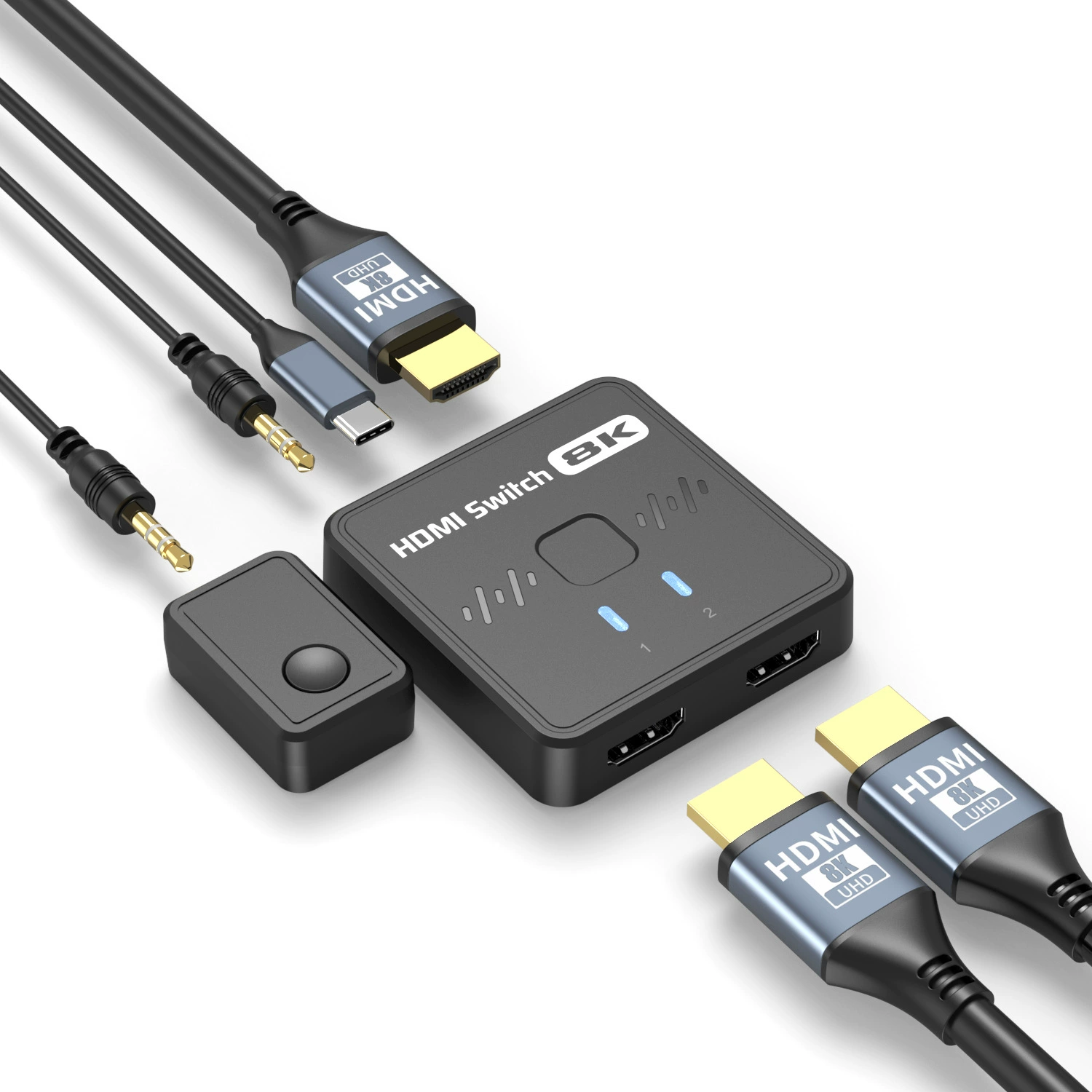 HDMI 8K двухсторонний переключатель-сплиттер 2-в-1, один вход, два выхода, высококачественный видеопереключатель