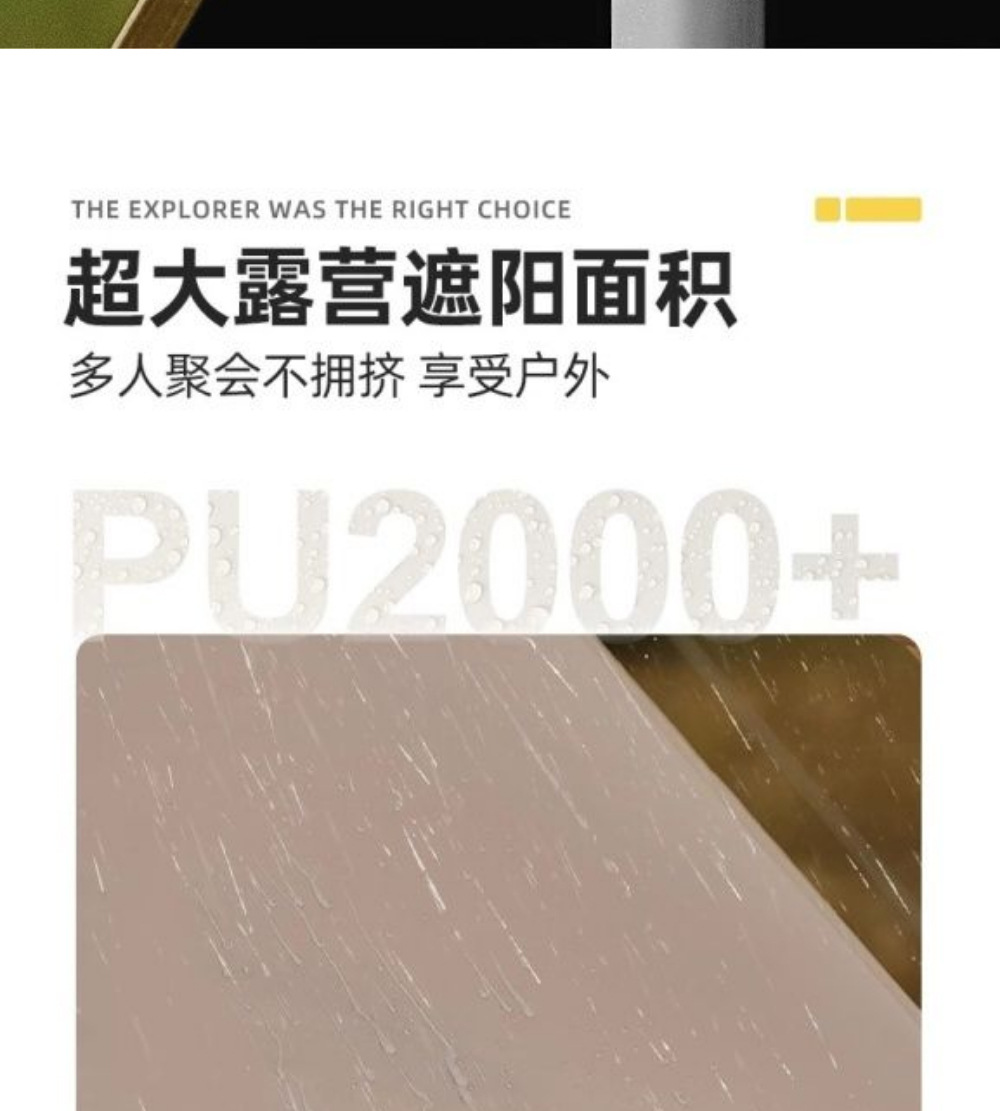 Vinyl Canopy Tent Outdoor Camping Sunshade Portable Sun Protection Rain Shelter Uv-Resistant Silver-Coated Beach Tarp