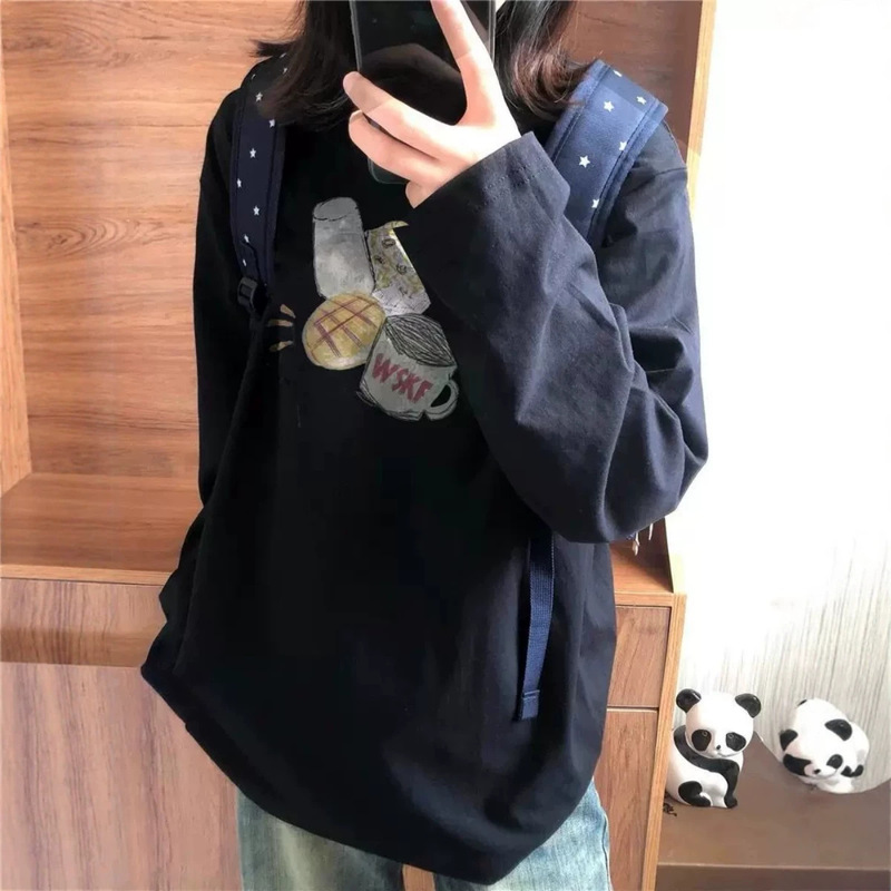 Plus-size women's pure cotton long-sleeve t-shirt, 2026 new model, spring and autumn, American-style loose design, base shirt top