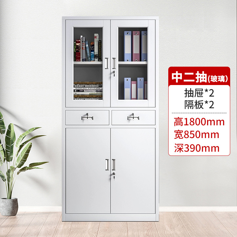 Archivador de oficina, archivador metálico, archivador de hierro con cerradura para oficina, estantería de acero a prueba de polvo, archivador con puerta de vidrio