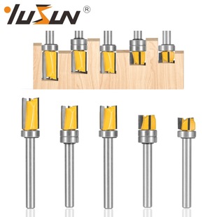 Three-edge lower guide trimming cutter 6-handle woodworking milling cutter head with bearing straight cutter slotting cutter copying trimming cutter