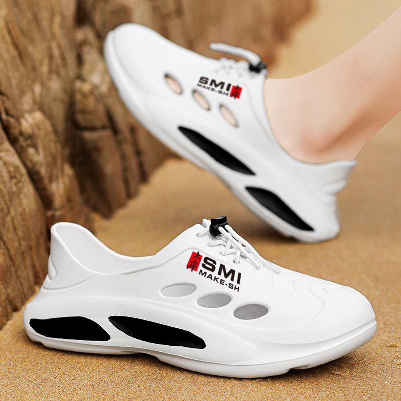 Sandalias y pantuflas, zapatos con agujeros de verano, zapatos de playa de Baotou con suela suave antideslizante para hombres, sandalias de moda para hombres, zapatos de vadeo para exteriores