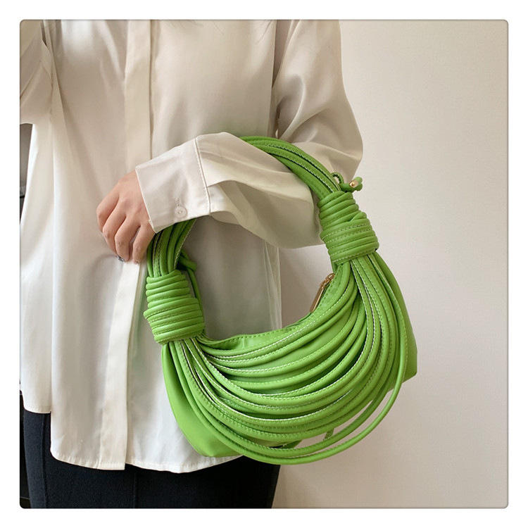 375g Weight Polyester Lining Material Knot, Thread Bundle Weaving Fashion Element Zipper Closure Type Single Shoulder Strap Strap Type Women's Small Pu Leather Solid Color Streetwear Knot Thread Bundle Weaving Dumpling Shape Zipper Crossbody Bag