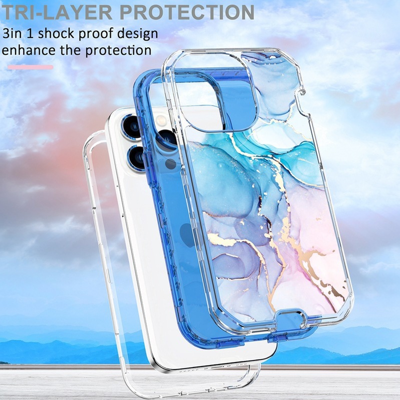 适用iPhone17Promax手机壳电镀大理石纹IMD苹果16三合一15保护套x|undefined
