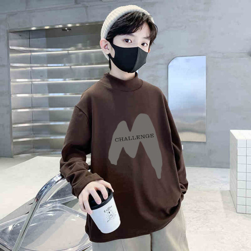 Y2415# Boys' Medium/Large Spring/Autumn Long-Sleeve Hooded Top Stylish Streetwear Korean Style Versatile Top