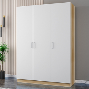 Simple Wardrobe Modern Simple Economical Small Apartment Solid Wood Panel Rental Room Home Bedroom Health Seal