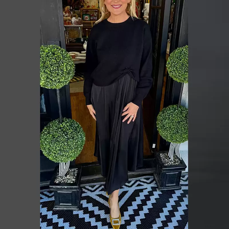 现货亚马逊跨境2025欧美外贸新款女装时尚休闲毛衣连衣裙两件套