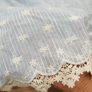 条纹蕾丝绣花布时装设计师面料厂家批发High-Quality Lace Fabric