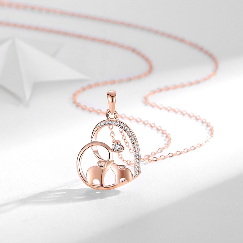 S925 plata esterlina lindo animal elefante collar femenino europeo y americano viento transfronterizo moda ol antiguo Joker colgante exagerado collar