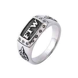 R1176 外贸饰品批发 个性复古欧美FTW男士中指钛钢戒指