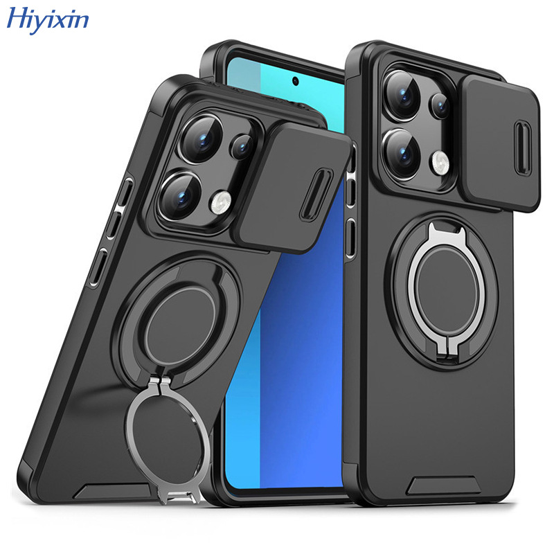 适用于红米Note14 Pro领客手机壳红米15C推窗支架磨砂防摔保护套