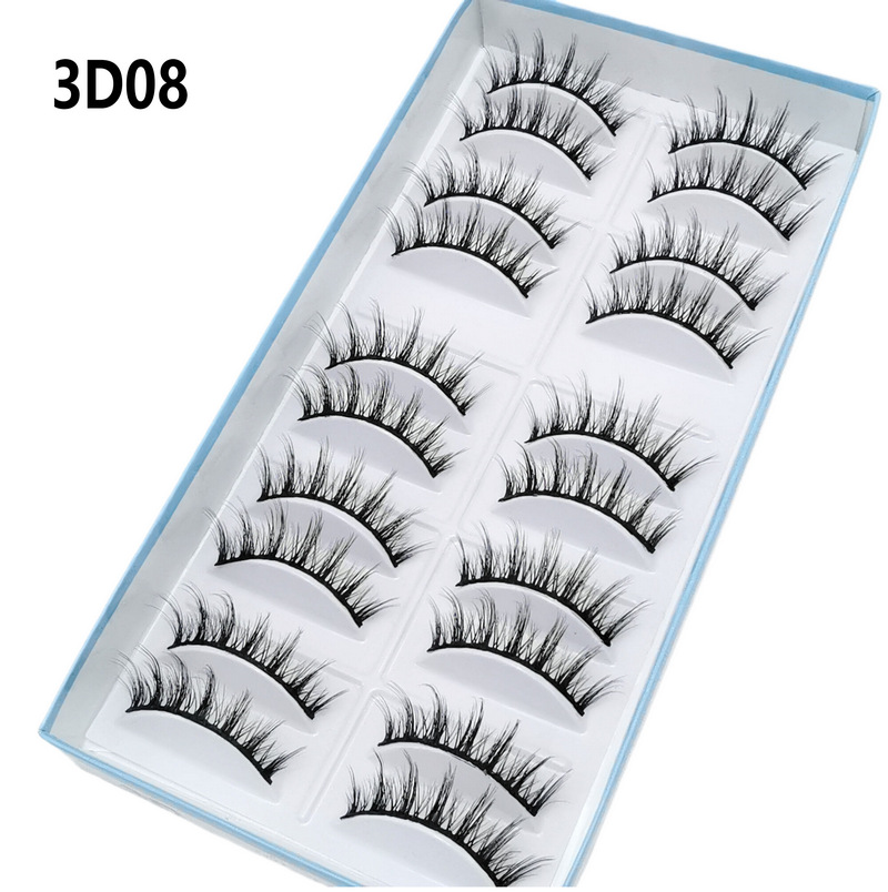 Suministro transfronterizo 10 pares de pestañas realistas tridimensionales naturales 3D de múltiples niveles de pestañas falsas cruzadas al por mayor de fábrica
